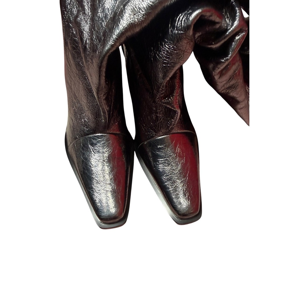 Michael Kors Metallic Slouchy Over-the-Knee thigh high Boots Gunmetal Silver 6M - Picture 3 of 5